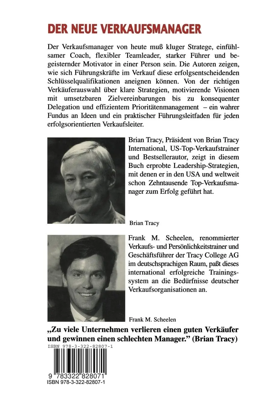 Rückseite: 9783322828071 | Der neue Verkaufsmanager | Frank M. Scheelen (u. a.) | Taschenbuch