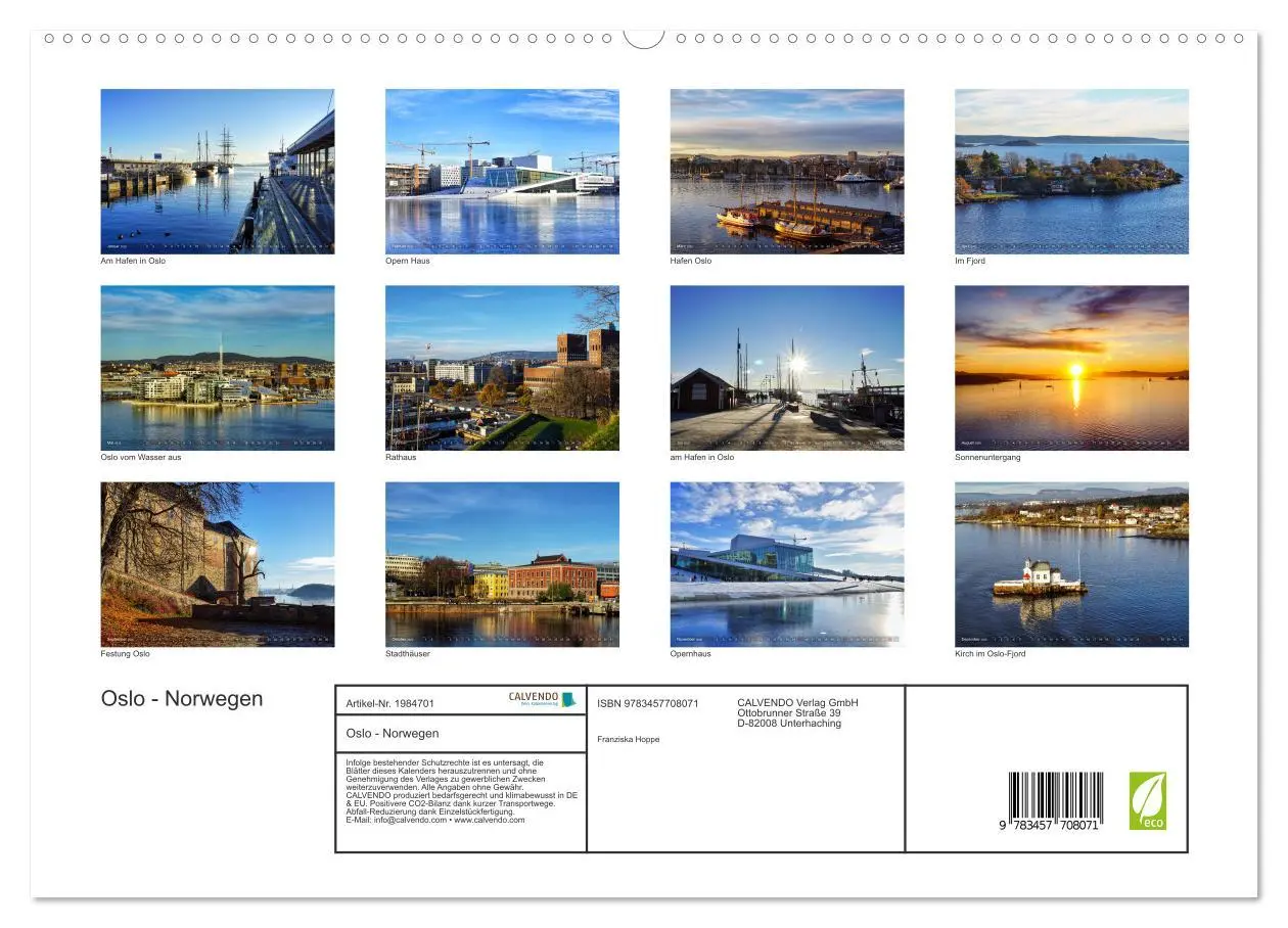 Bild: 9783457708071 | Oslo - Norwegen (hochwertiger Premium Wandkalender 2026 DIN A2...