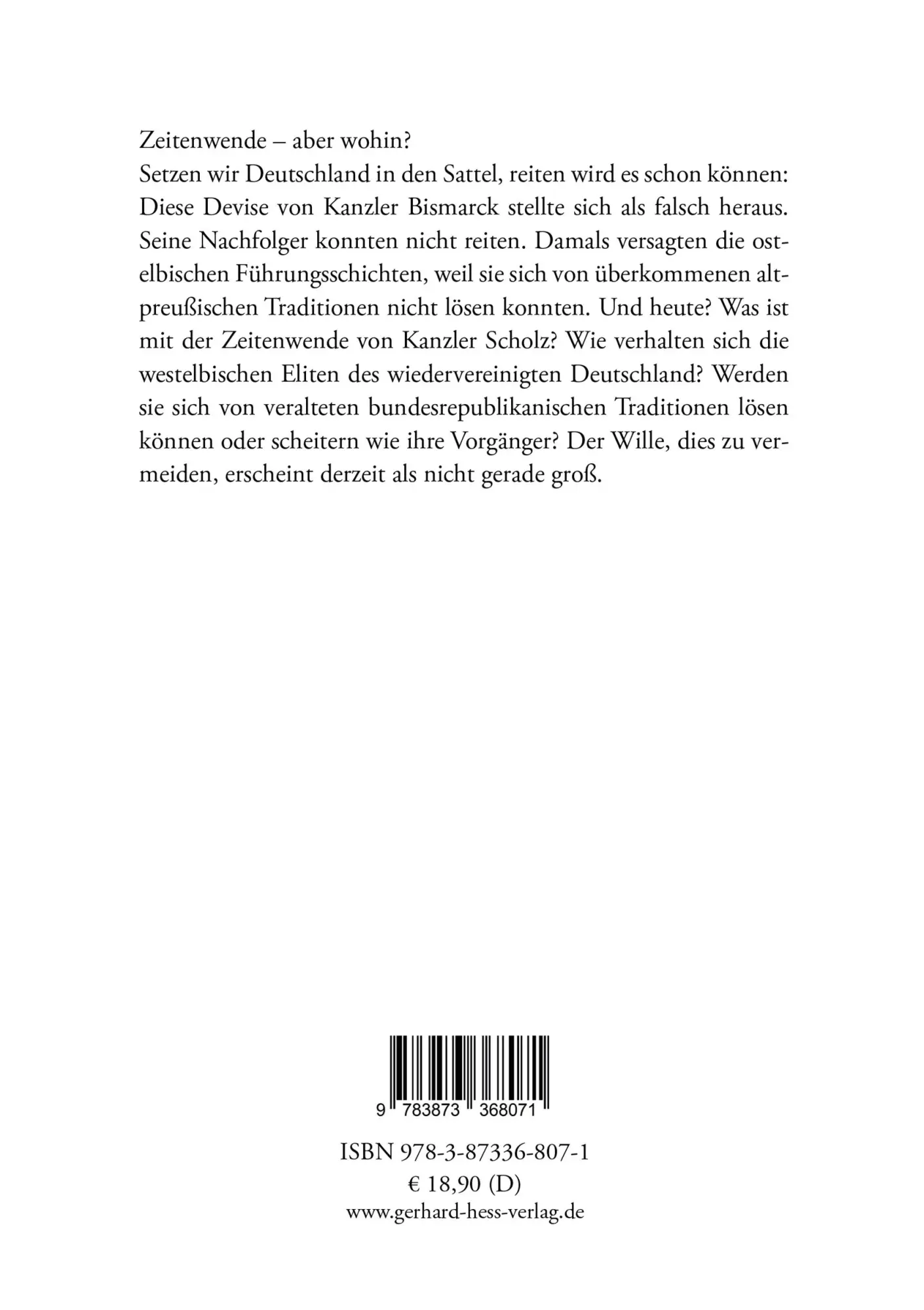 Rückseite: 9783873368071 | Zeitenwende - aber wohin? | Anmerkungen zur deutschen Außenpolitik