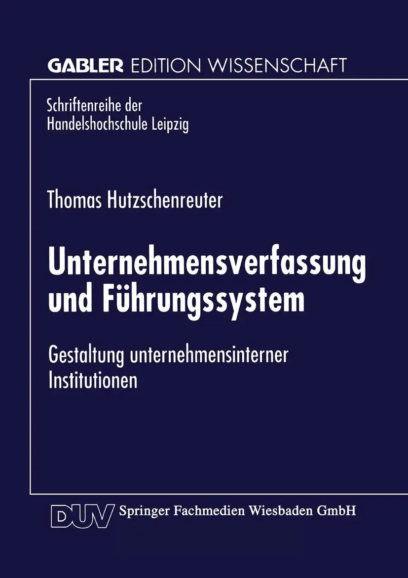 Cover: 9783824468171 | Unternehmensverfassung und Führungssystem | Thomas Hutzschenreuter