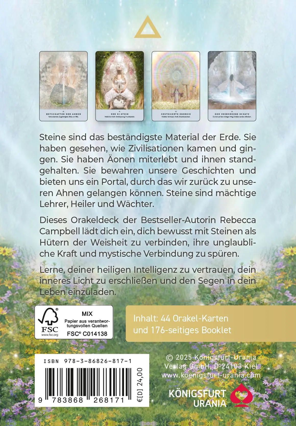 Rückseite: 9783868268171 | Ancient Stones Orakel - 44 Karten mit Botschaften und Anleitung -...