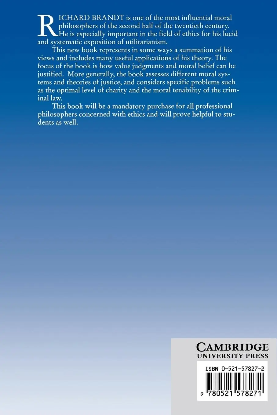 Rückseite: 9780521578271 | Facts, Values, and Morality | Richard B. Brandt | Taschenbuch | 2004