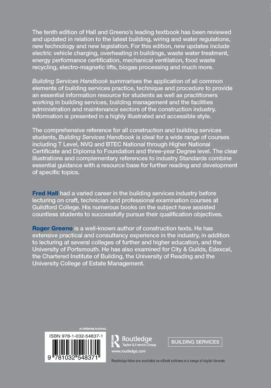 Rückseite: 9781032548371 | Building Services Handbook | Fred Hall (u. a.) | Taschenbuch | 2023