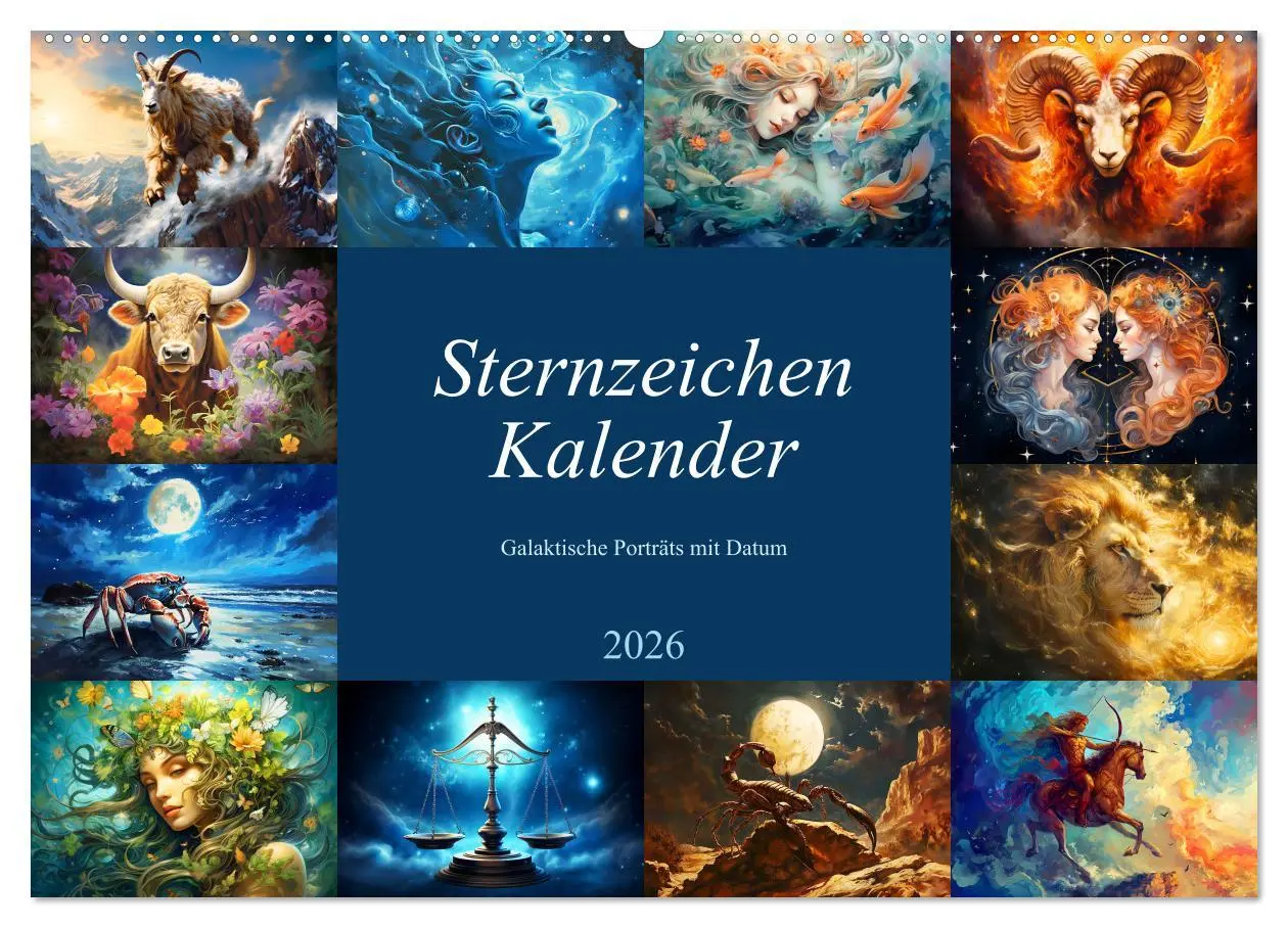 Cover: 9783457468371 | Sternzeichen-Kalender - Galaktische Porträts mit Datum...