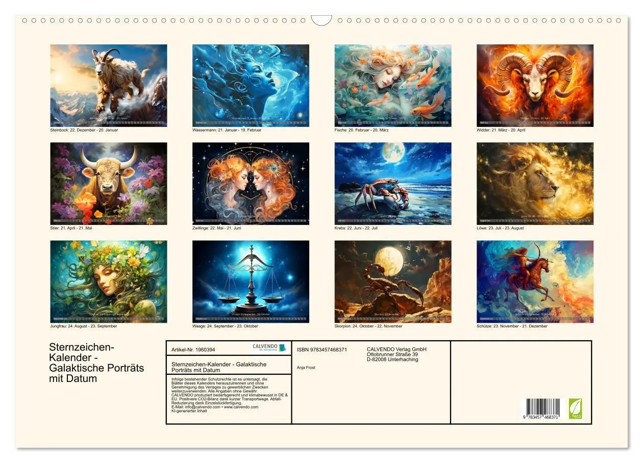 Bild: 9783457468371 | Sternzeichen-Kalender - Galaktische Porträts mit Datum...