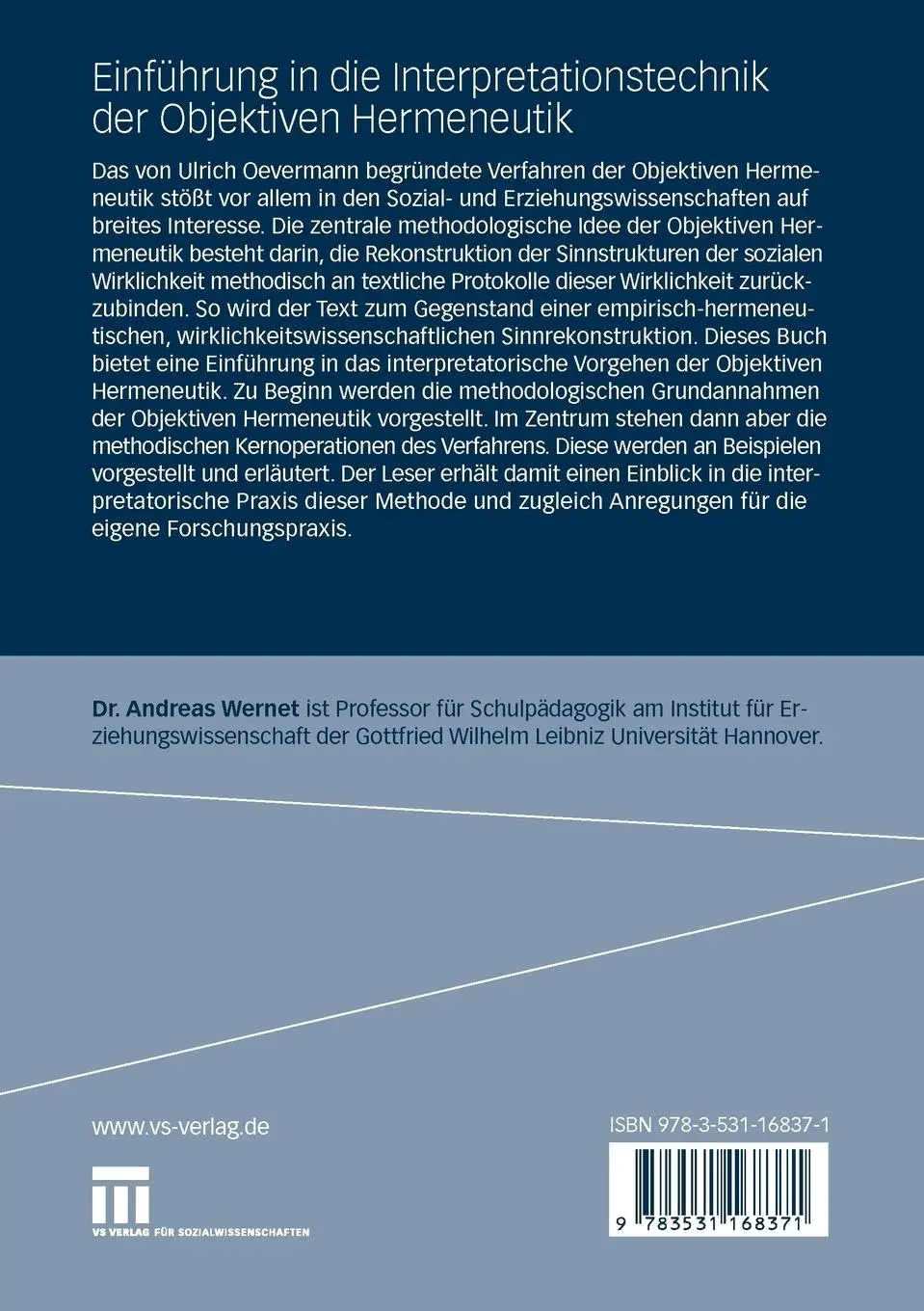 Rückseite: 9783531168371 | Einführung in die Interpretationstechnik der Objektiven Hermeneutik