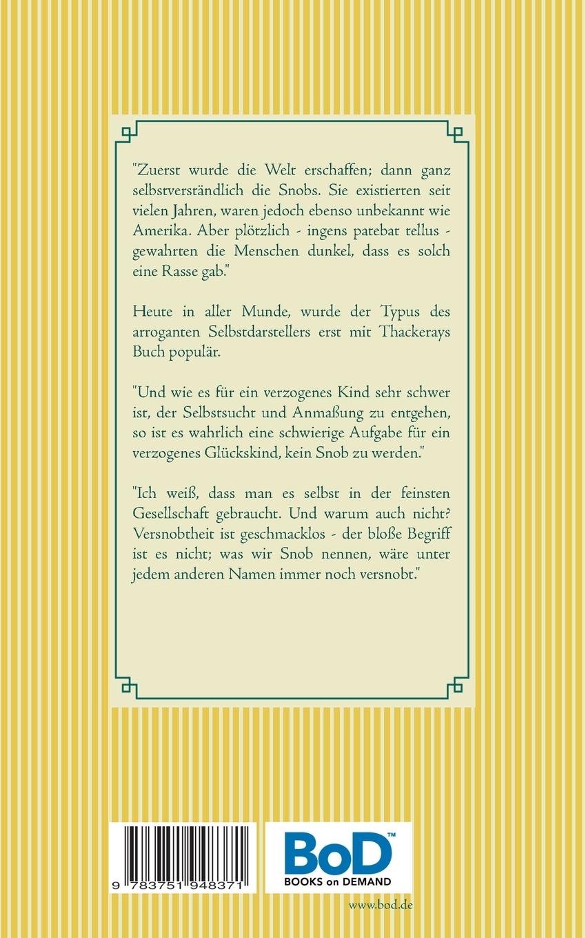 Rückseite: 9783751948371 | Das Buch der Snobs | William Makepeace Thackeray | Taschenbuch | 2020