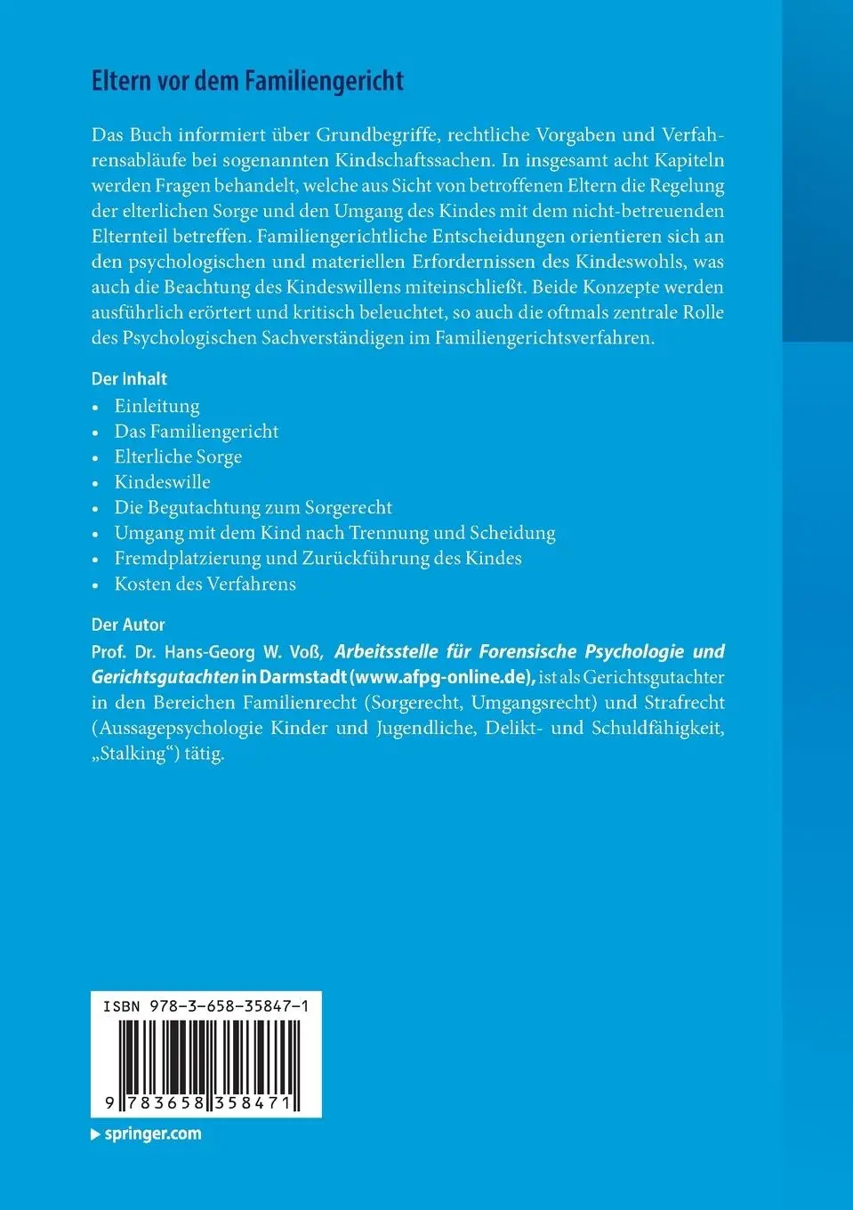 Rückseite: 9783658358471 | Eltern vor dem Familiengericht | Hans-Georg W. Voß | Taschenbuch | ix