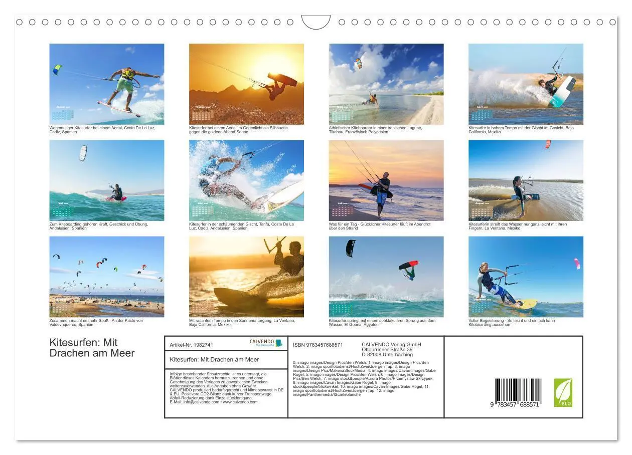 Bild: 9783457688571 | Kitesurfen: Mit Drachen am Meer (Wandkalender 2026 DIN A3 quer),...