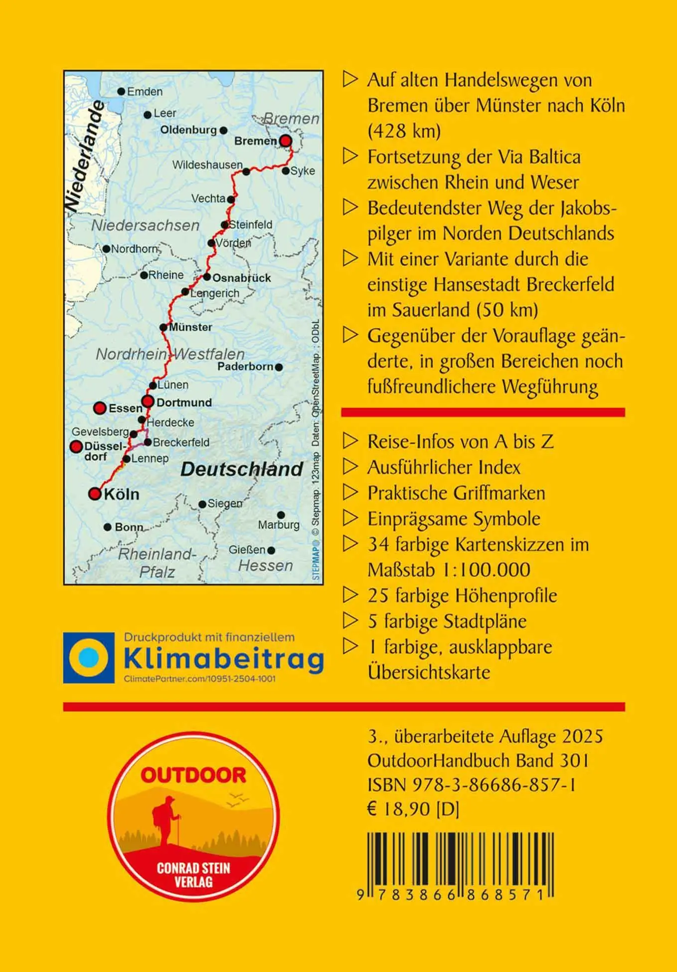 Rückseite: 9783866868571 | Jakobsweg Bremen - Köln | Martin Simon | Taschenbuch | 272 S. | 2025