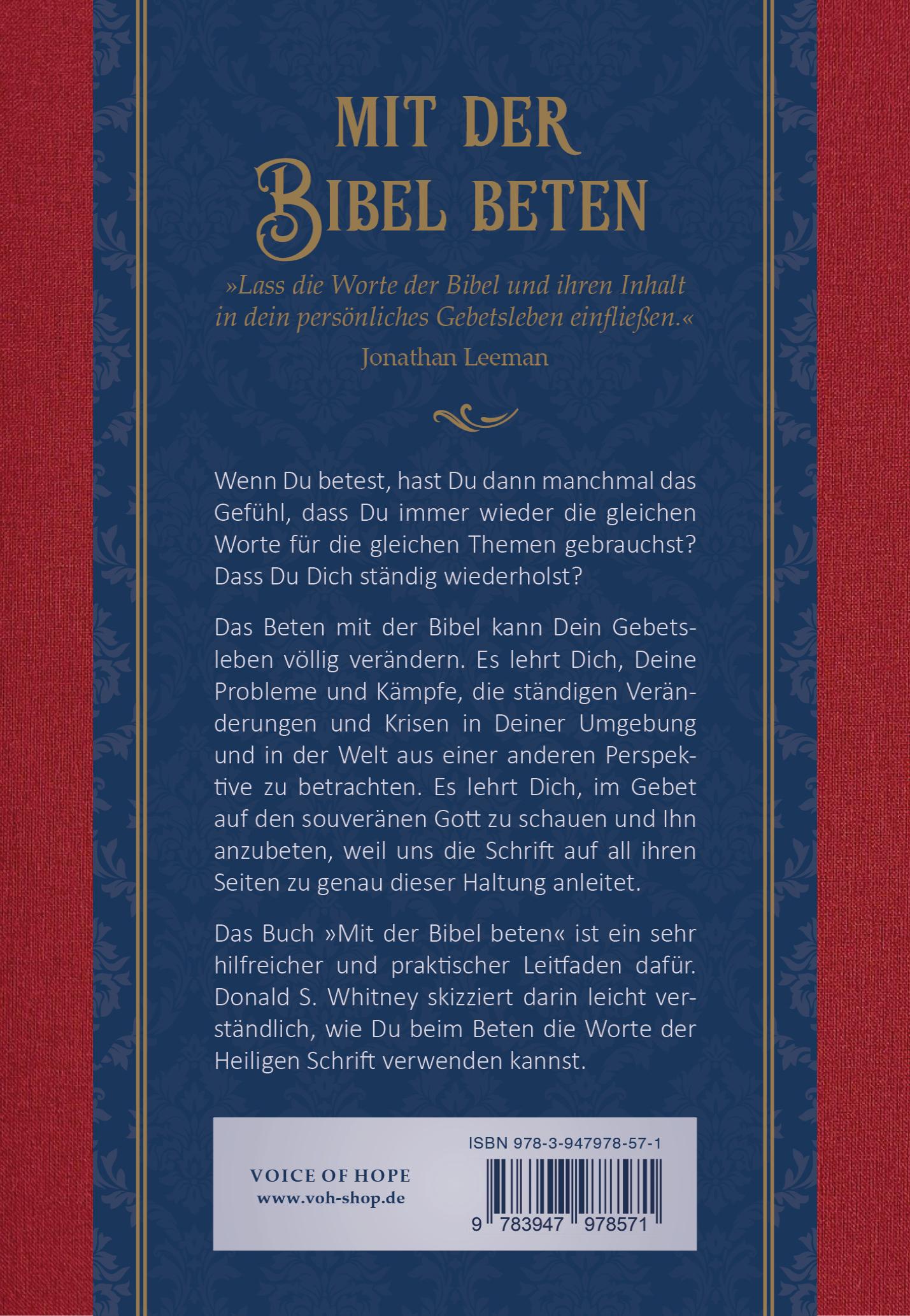 Rückseite: 9783947978571 | Mit der Bibel beten | Donald S. Whitney | Buch | 130 S. | Deutsch