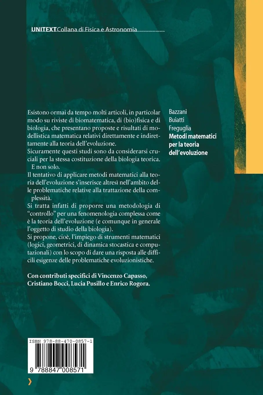 Rückseite: 9788847008571 | Metodi matematici per la teoria dell'evoluzione | Bazzani (u. a.)