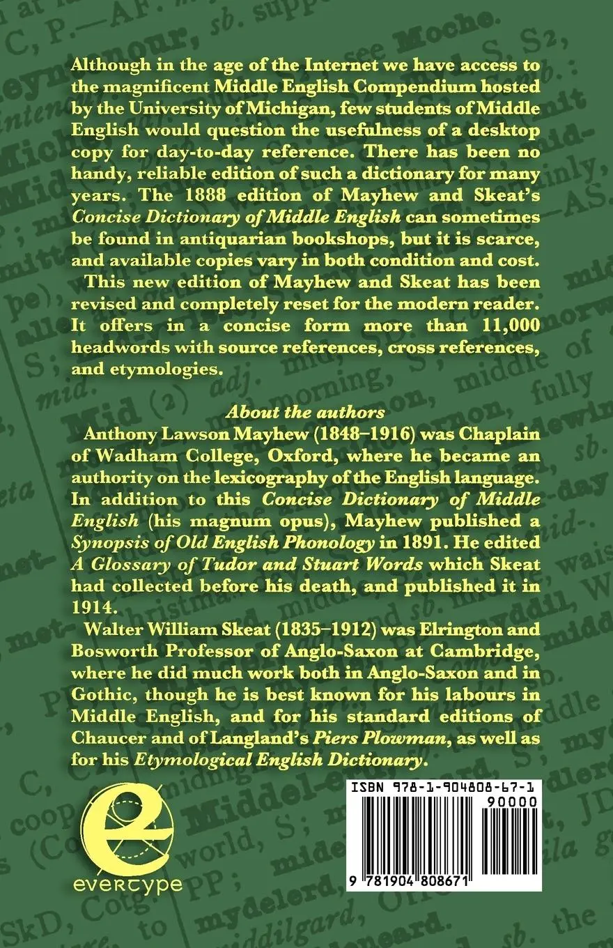 Rückseite: 9781904808671 | A Concise Dictionary of Middle English | Anthony Lawson Mayhew (u. a.)
