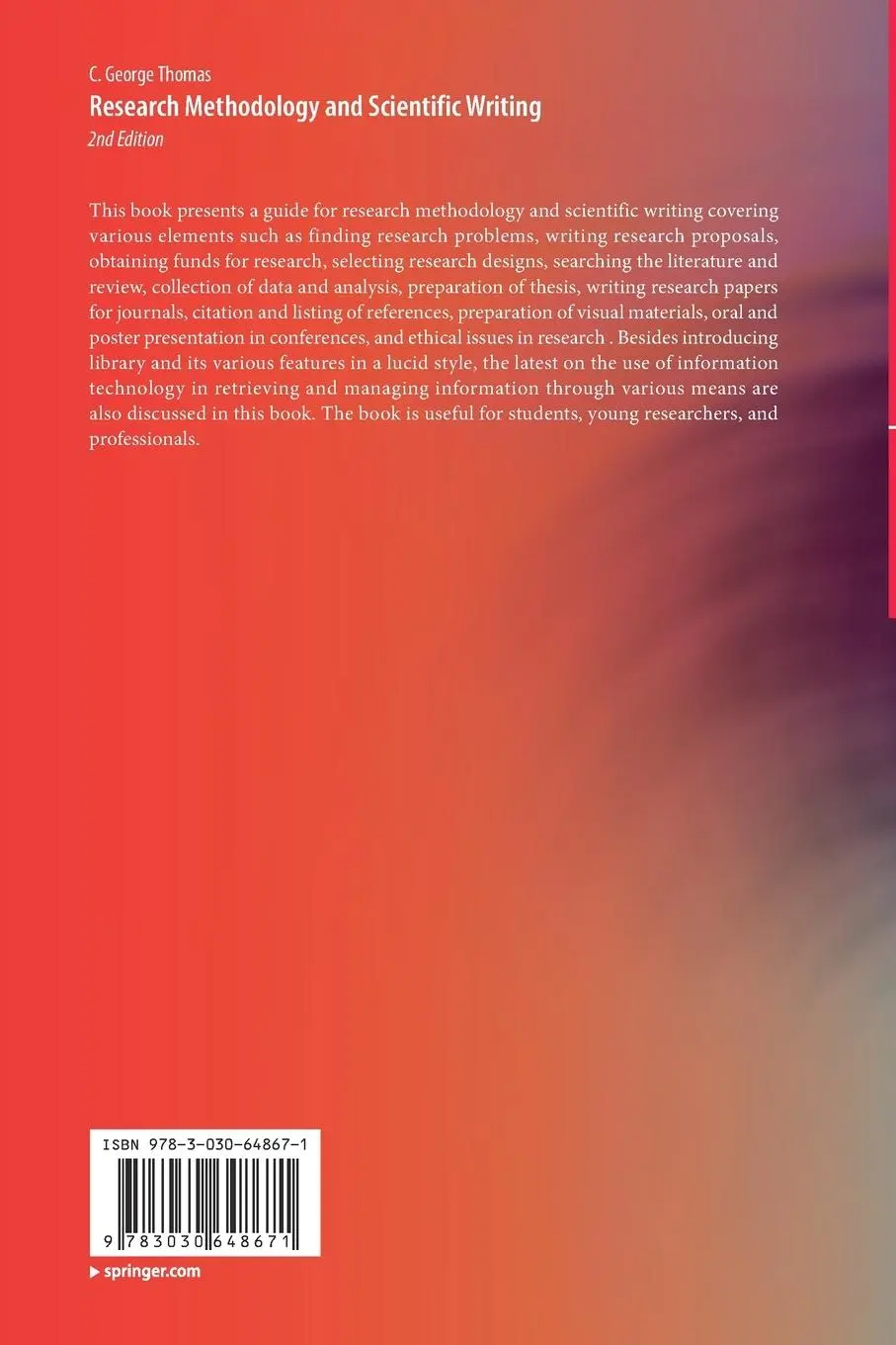 Rückseite: 9783030648671 | Research Methodology and Scientific Writing | C. George Thomas | Buch