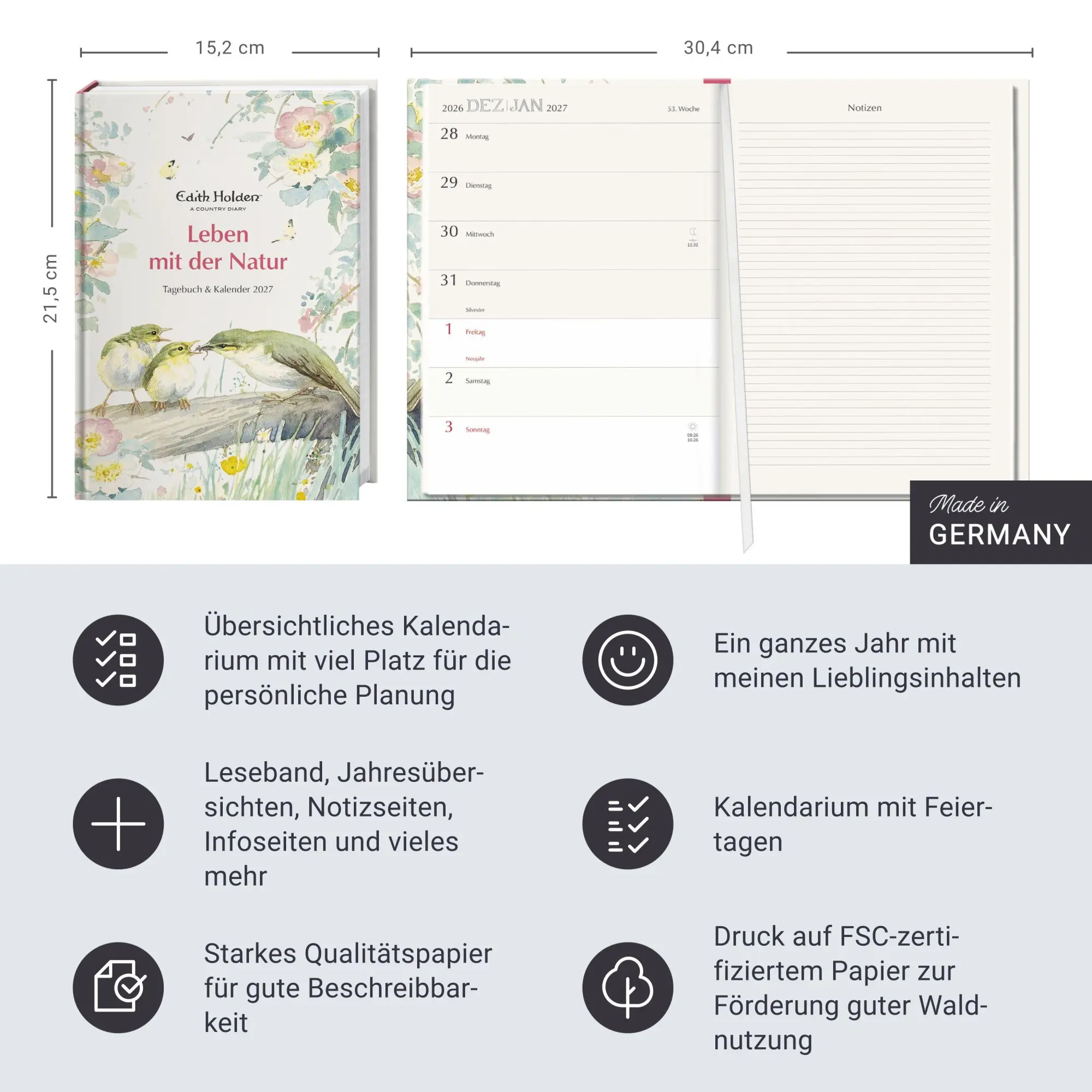Bild: 9783756418671 | Edith Holden: Leben mit der Natur Kalenderbuch A5 2027 - Tagebuch &amp;...