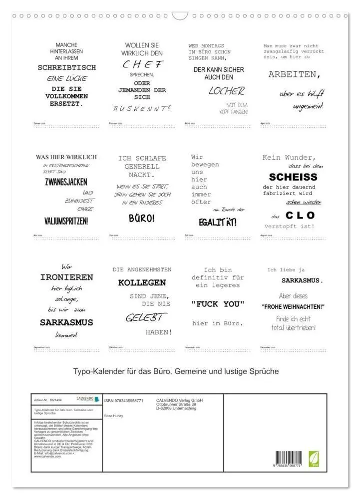 Bild: 9783435958771 | Typo-Kalender für das Büro. Gemeine und lustige Sprüche...