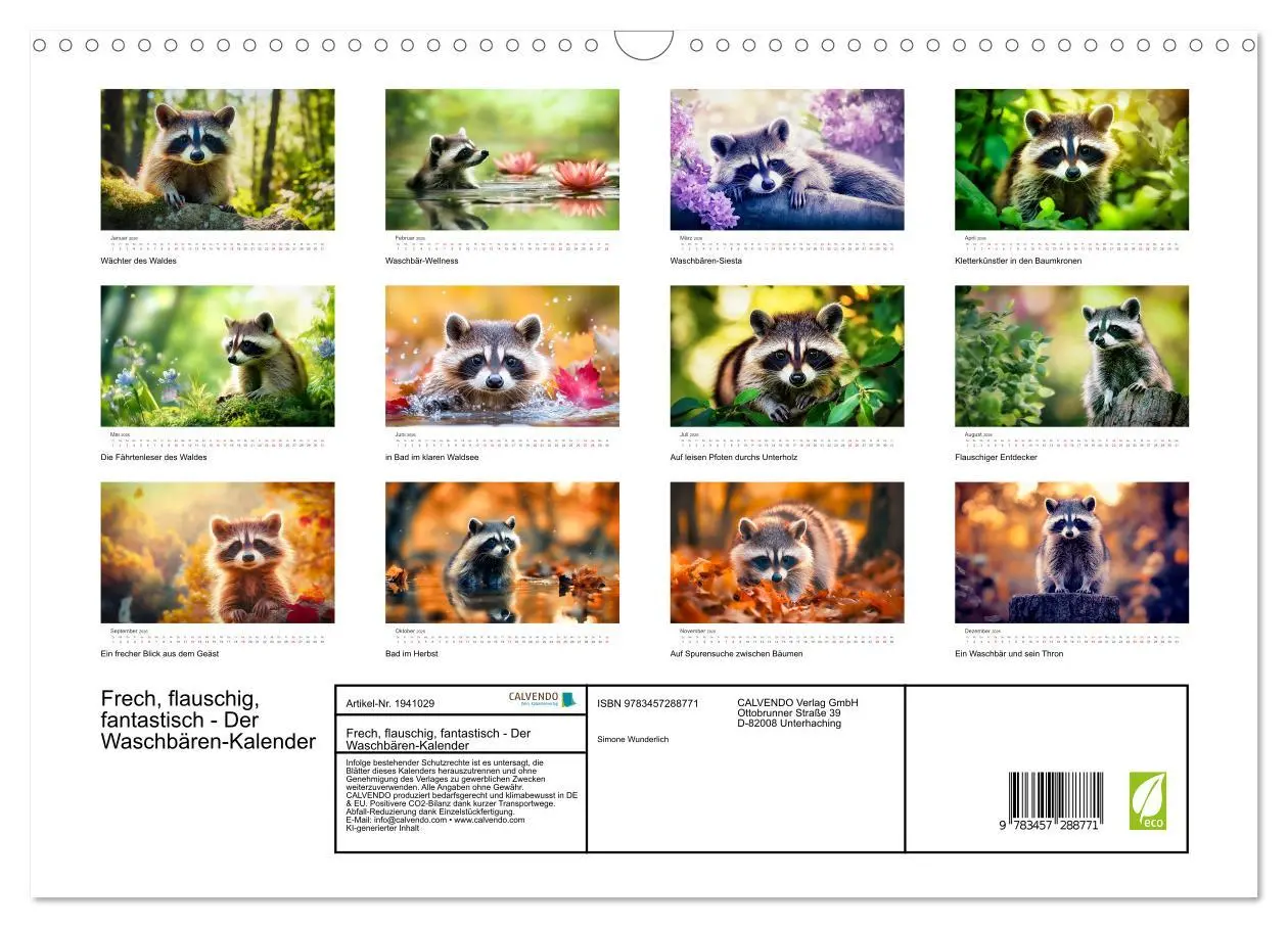 Bild: 9783457288771 | Frech, flauschig, fantastisch - Der Waschbären-Kalender...