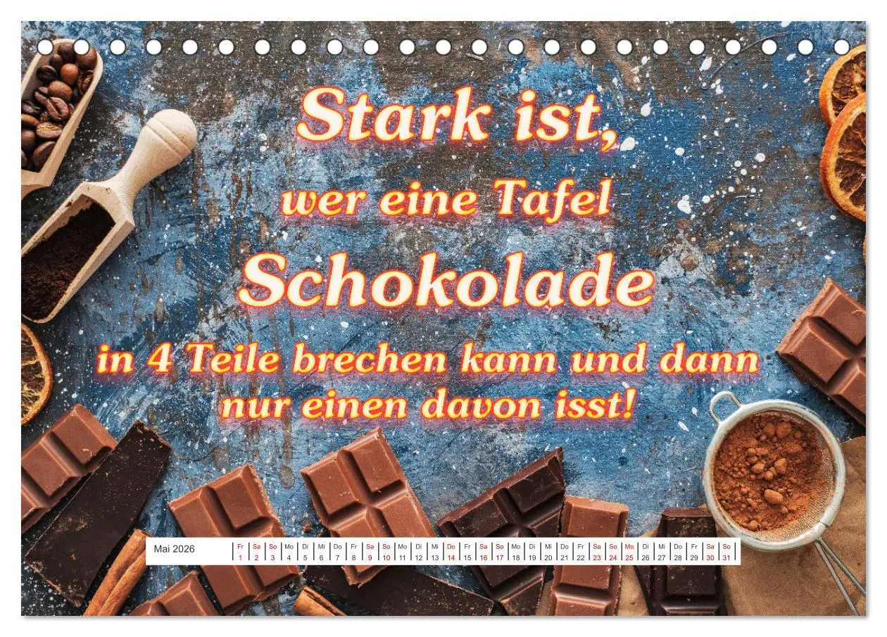 Bild: 9783457598771 | Schokoladen-Poesie (Tischkalender 2026 DIN A5 quer), CALVENDO...