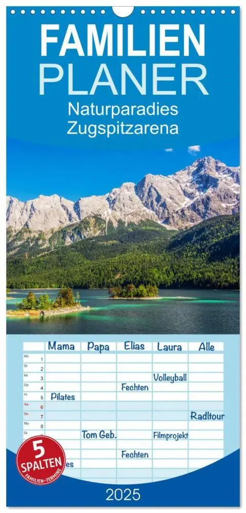 Cover: 9783457108871 | Familienplaner 2025 - Naturparadies Zugspitzarena mit 5 Spalten...