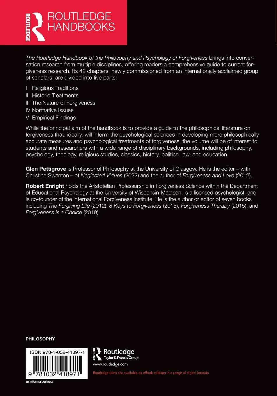 Rückseite: 9781032418971 | The Routledge Handbook of the Philosophy and Psychology of Forgiveness
