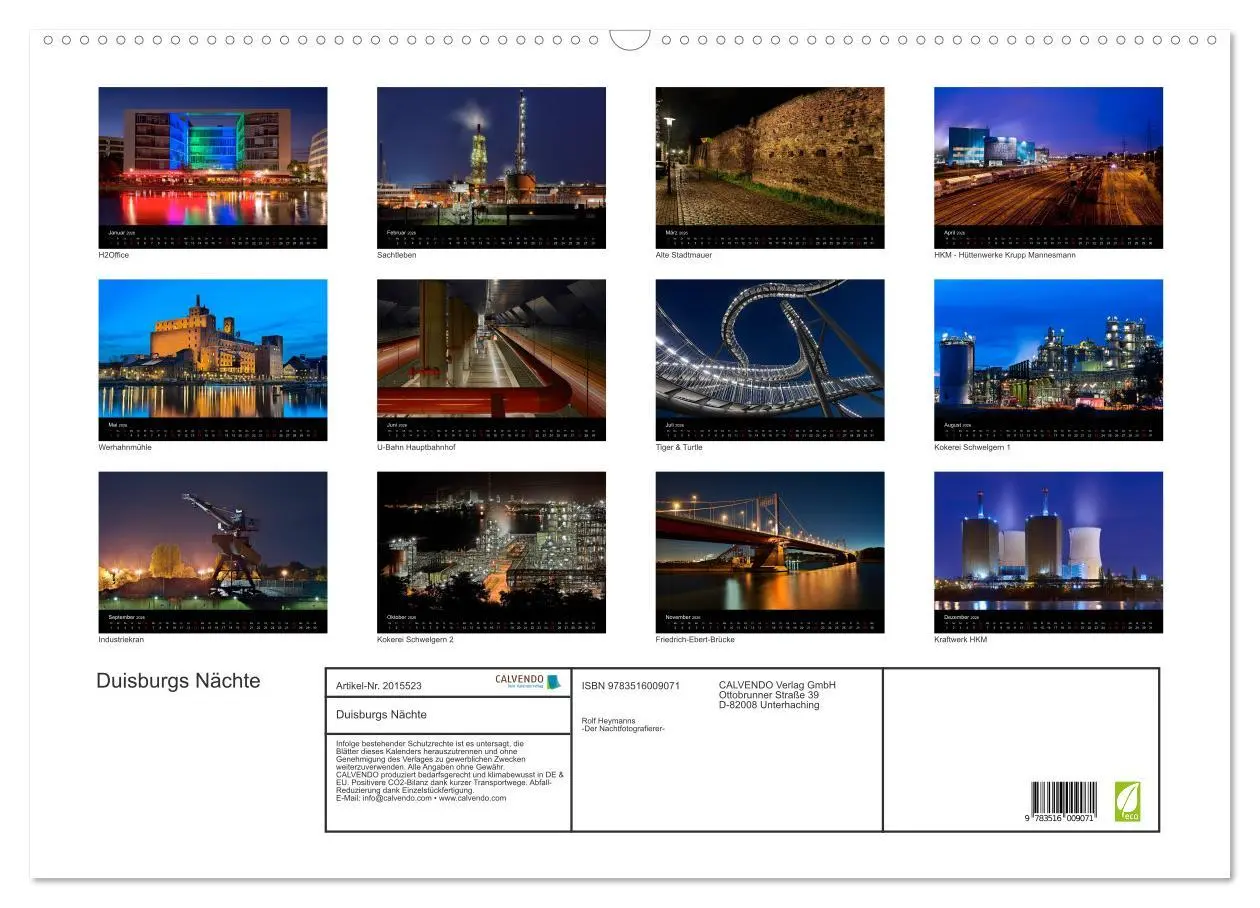 Bild: 9783516009071 | Duisburgs Nächte (Wandkalender 2026 DIN A2 quer), CALVENDO...