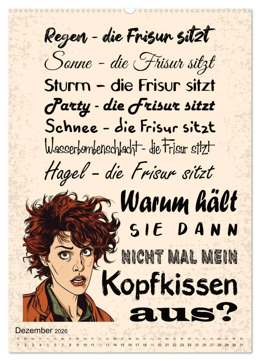 Bild: 9783516319071 | Haarige Friseursprüche (Wandkalender 2026 DIN A2 hoch), CALVENDO...