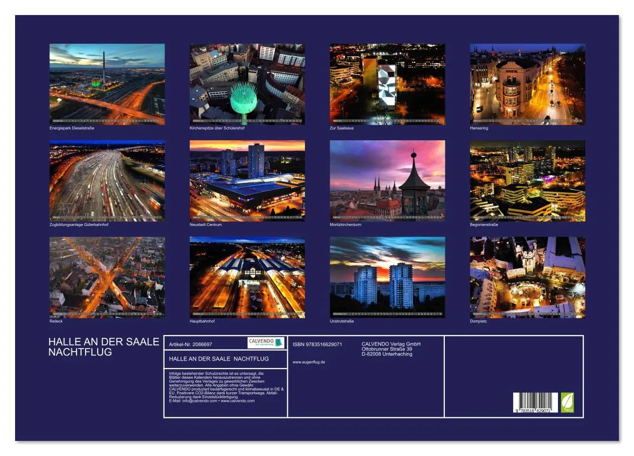 Bild: 9783516629071 | HALLE AN DER SAALE NACHTFLUG (Wandkalender 2026 DIN A2 quer),...