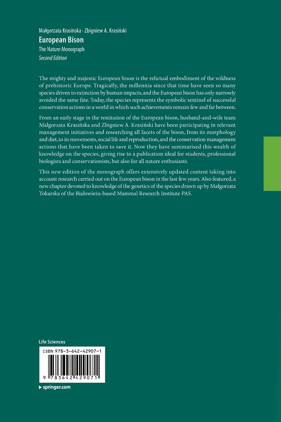 Rückseite: 9783642429071 | European Bison | The Nature Monograph | Ma¿gorzata Krasi¿ska (u. a.)