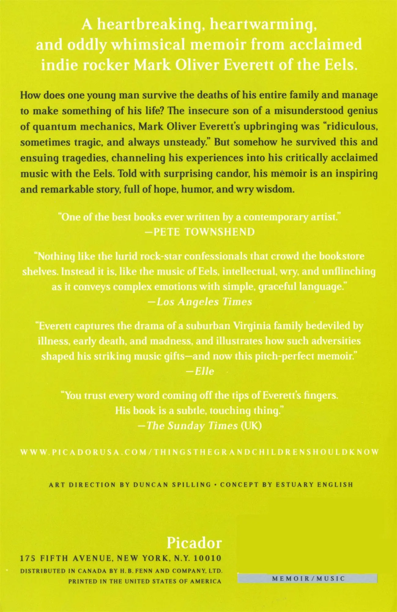 Rückseite: 9780312429171 | Things the Grandchildren Should Know | Mark Oliver Everett | Buch