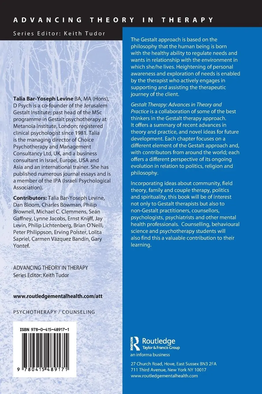 Rückseite: 9780415489171 | Gestalt Therapy | Advances in Theory and Practice | Levine | Buch