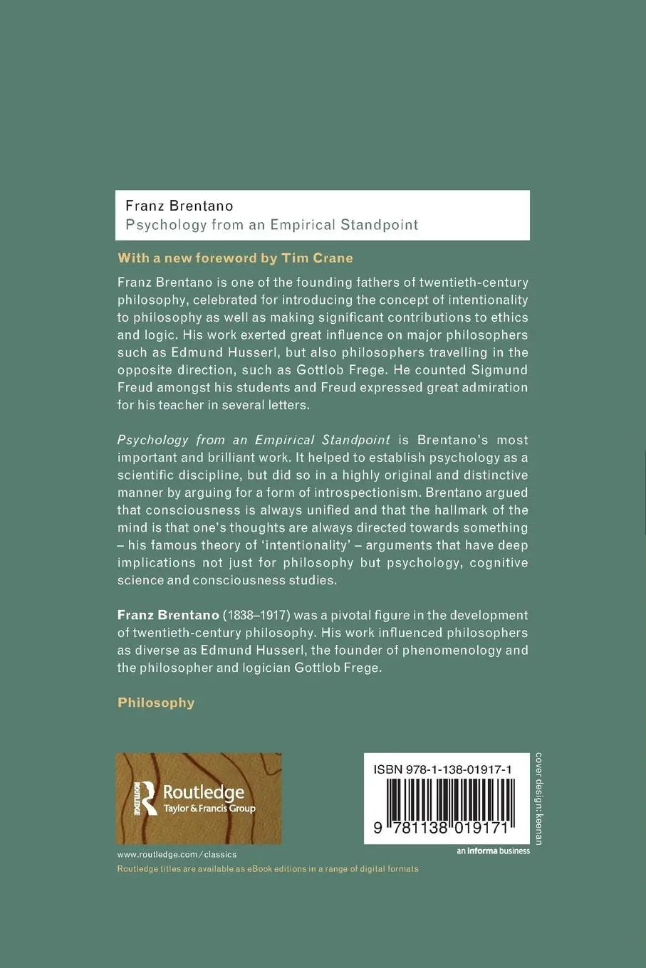 Rückseite: 9781138019171 | Psychology from An Empirical Standpoint | Franz Brentano | Taschenbuch
