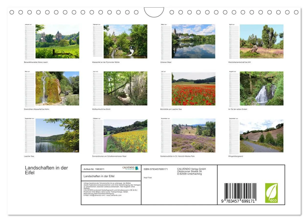 Bild: 9783457699171 | Landschaften in der Eifel (Wandkalender 2026 DIN A4 quer), CALVENDO...