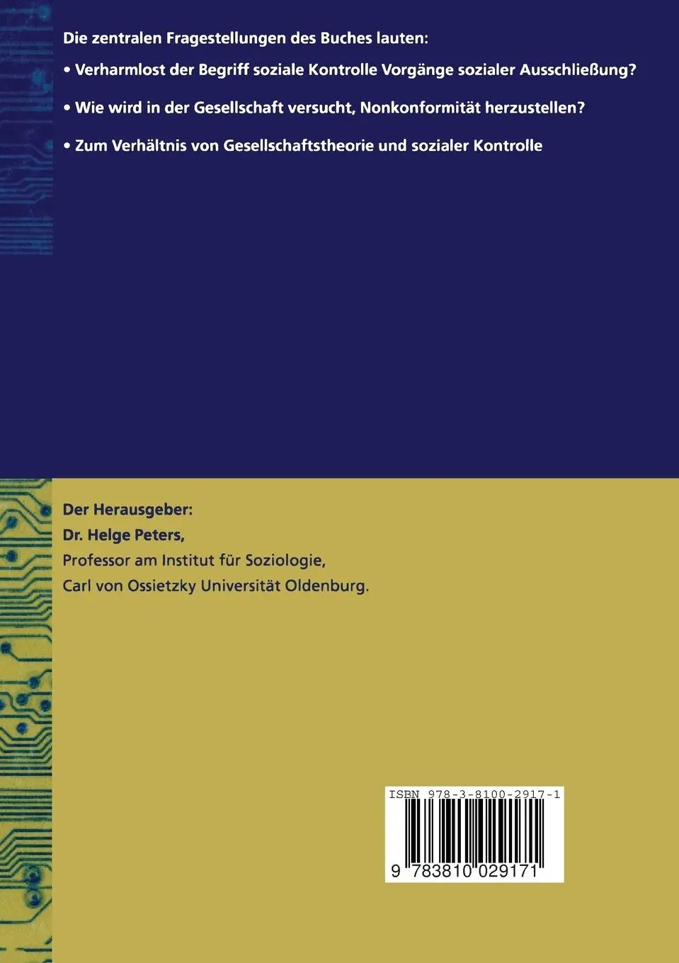 Rückseite: 9783810029171 | Soziale Kontrolle | Helge Peters | Taschenbuch | 172 S. | Deutsch