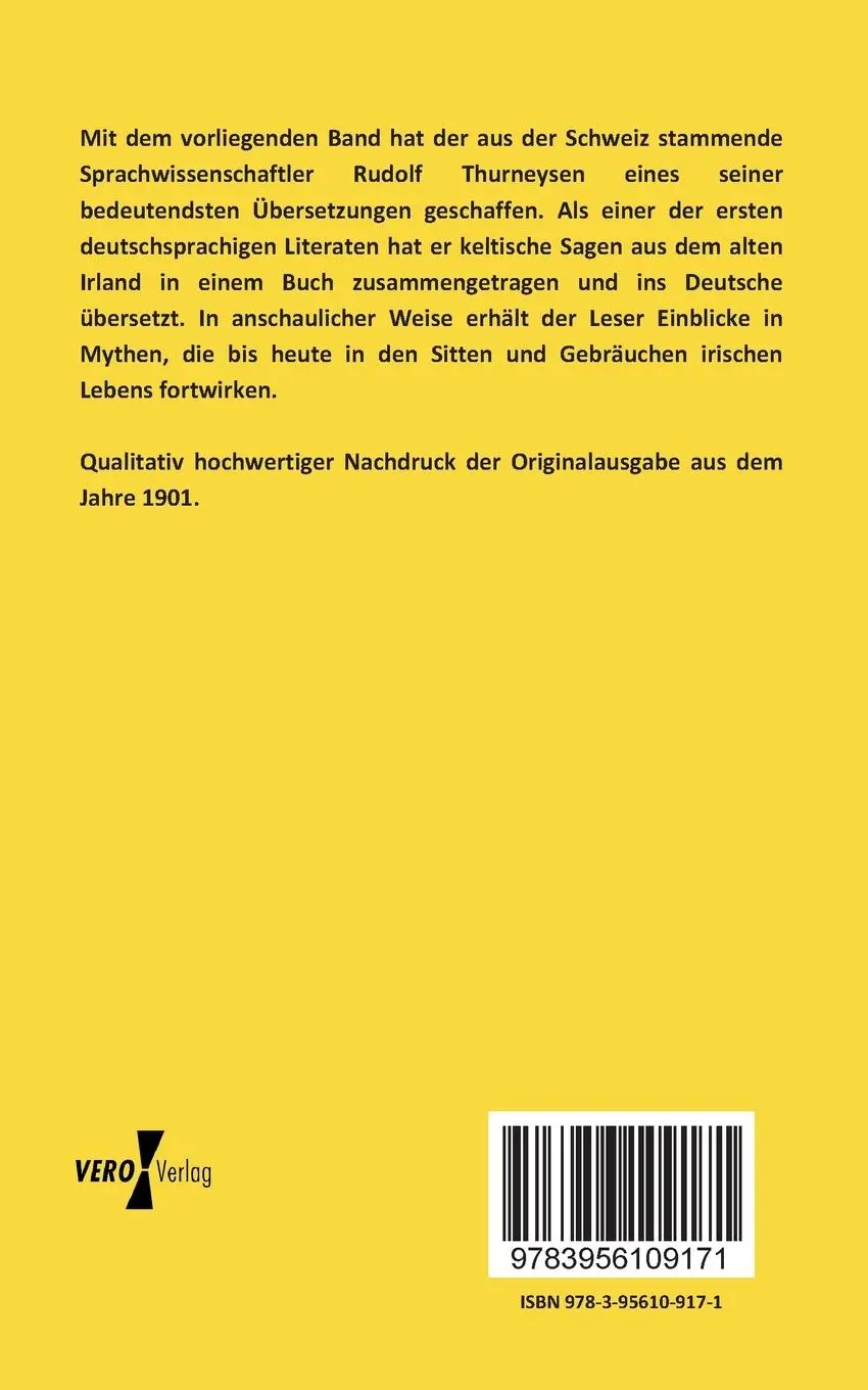 Rückseite: 9783956109171 | Sagen aus dem alten Irland | Rudolf Thurneysen | Taschenbuch | 168 S.