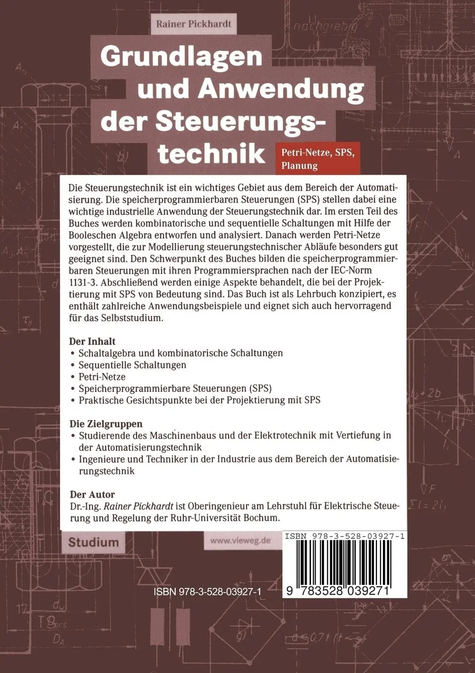 Rückseite: 9783528039271 | Grundlagen und Anwendung der Steuerungstechnik | Rainer Pickhardt