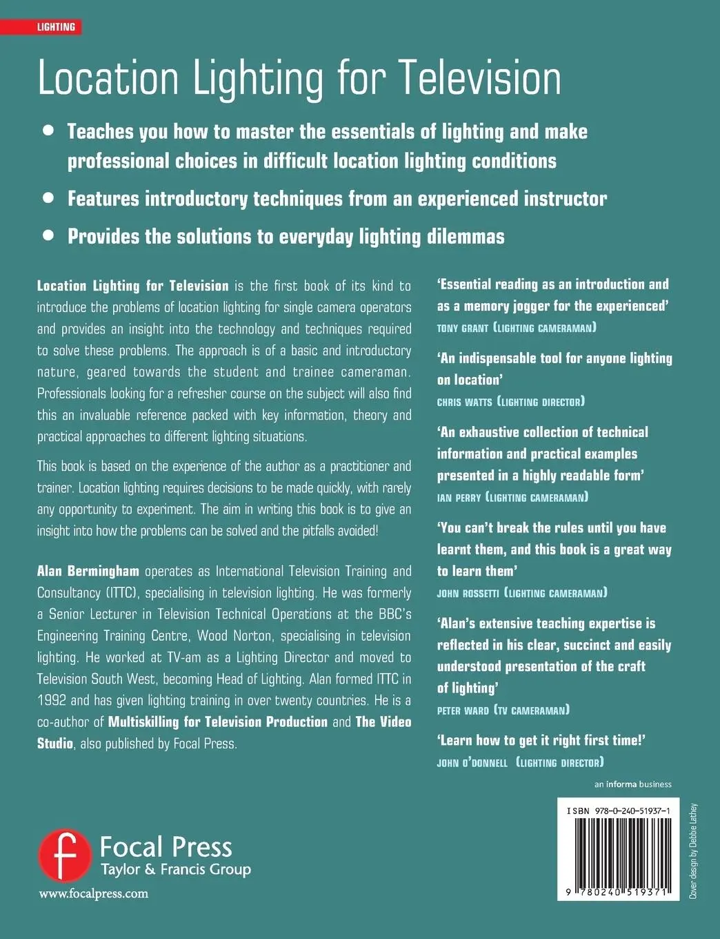 Rückseite: 9780240519371 | Location Lighting for Television | Alan Bermingham | Taschenbuch