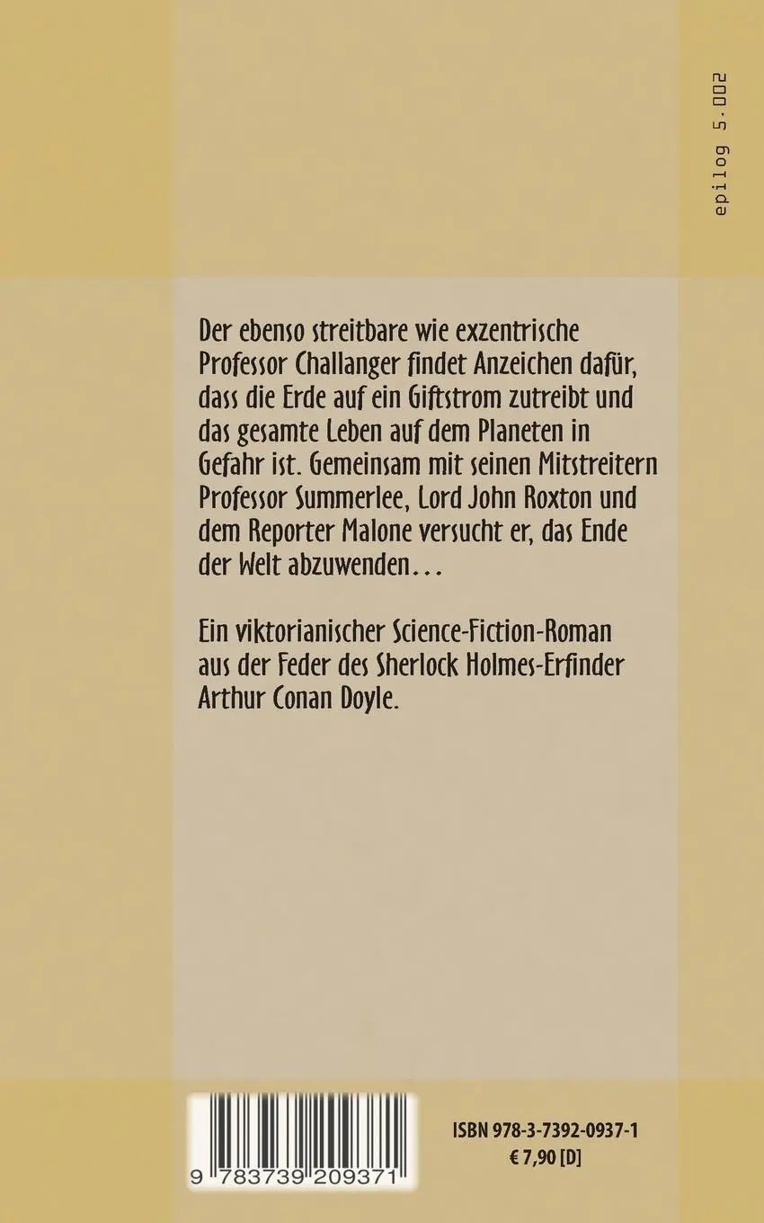 Rückseite: 9783739209371 | Im Giftstrom | Das Ende der Welt | Arthur Conan Doyle | Taschenbuch