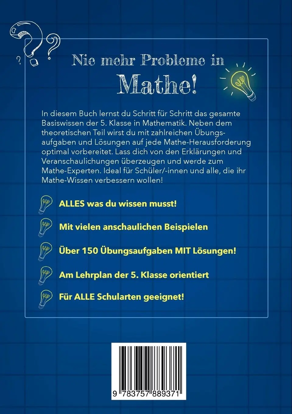 Rückseite: 9783757889371 | Nie mehr Probleme in Mathe - 5. Klasse | 4. Auflage | Jan Neubauer