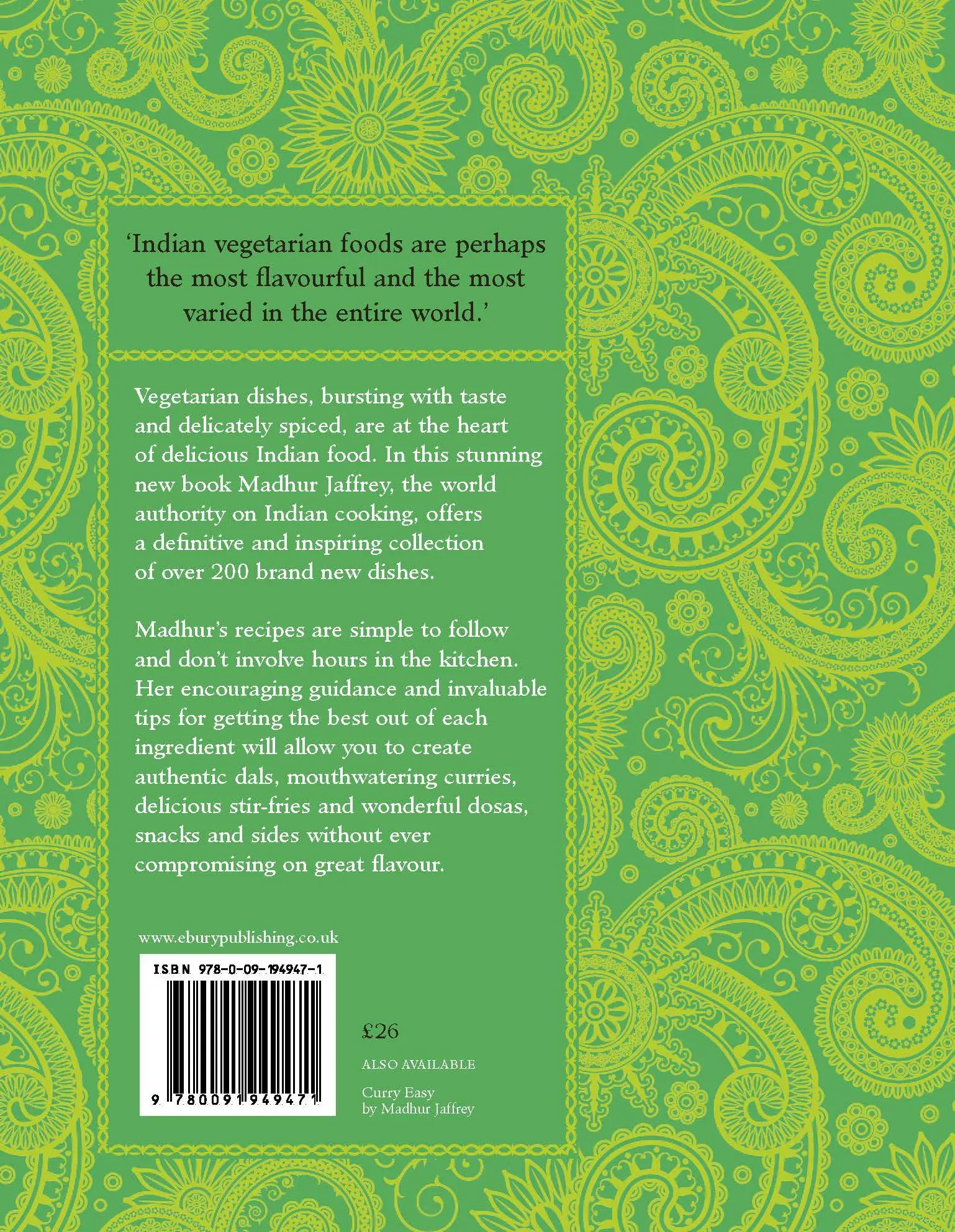 Rückseite: 9780091949471 | Curry Easy Vegetarian | Madhur Jaffrey | Buch | Gebunden | Englisch