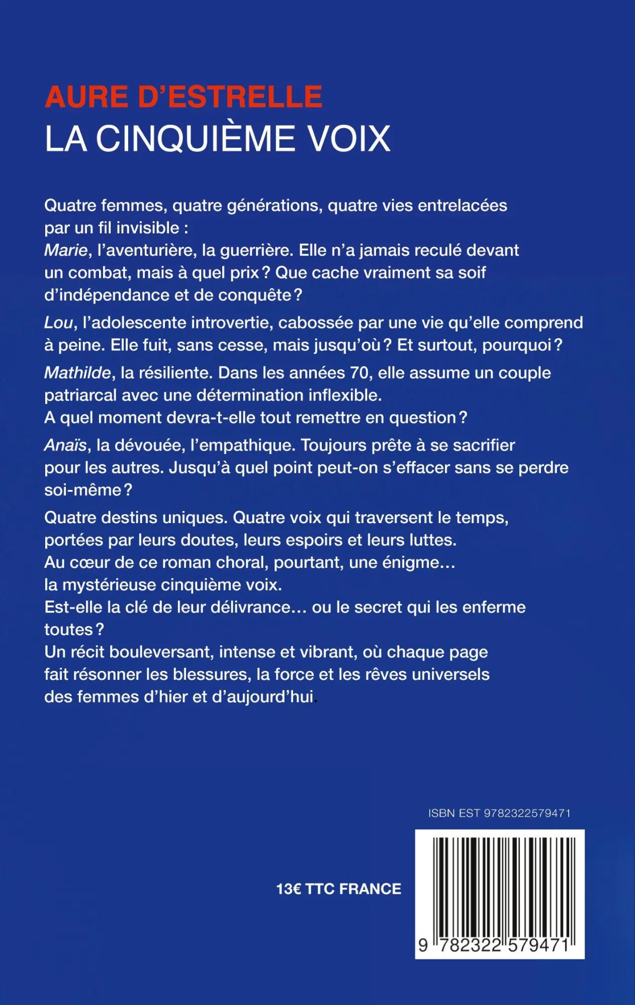 Rückseite: 9782322579471 | La cinquième voix | Aure D'Estrelle | Taschenbuch | Französisch | 2025