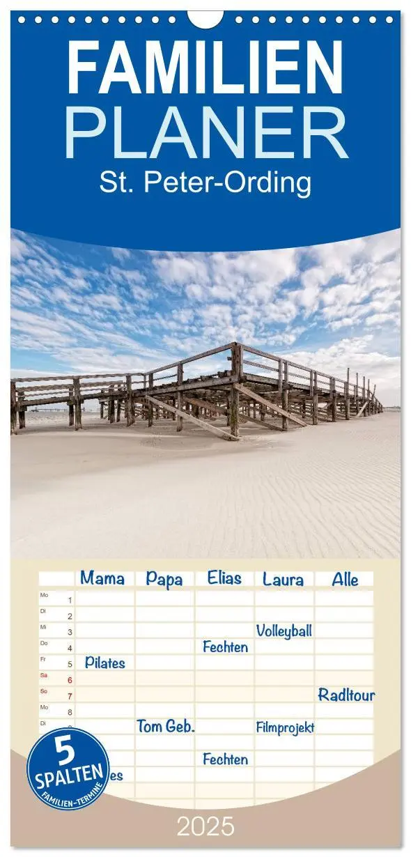 Cover: 9783457119471 | Familienplaner 2025 - St. Peter-Ording mit 5 Spalten (Wandkalender,...