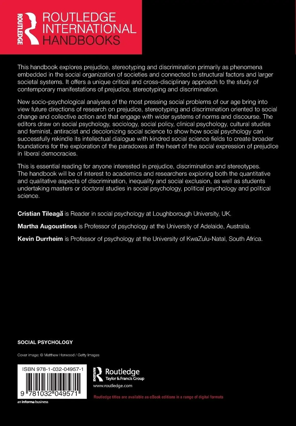 Rückseite: 9781032049571 | The Routledge International Handbook of Discrimination, Prejudice...