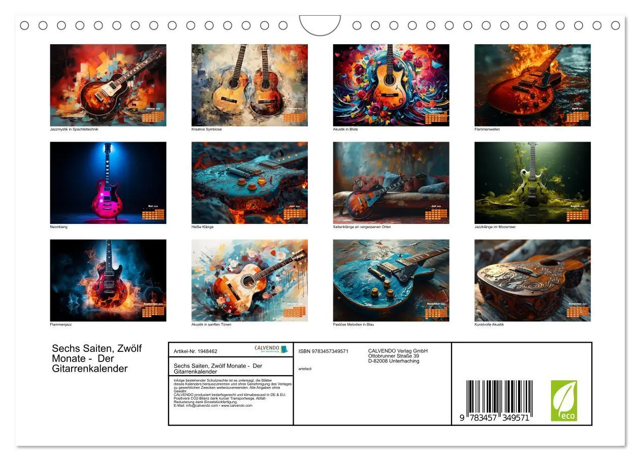 Bild: 9783457349571 | Sechs Saiten, Zwölf Monate - Der Gitarrenkalender (Wandkalender...