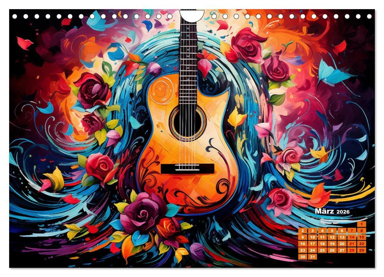 Bild: 9783457349571 | Sechs Saiten, Zwölf Monate - Der Gitarrenkalender (Wandkalender...