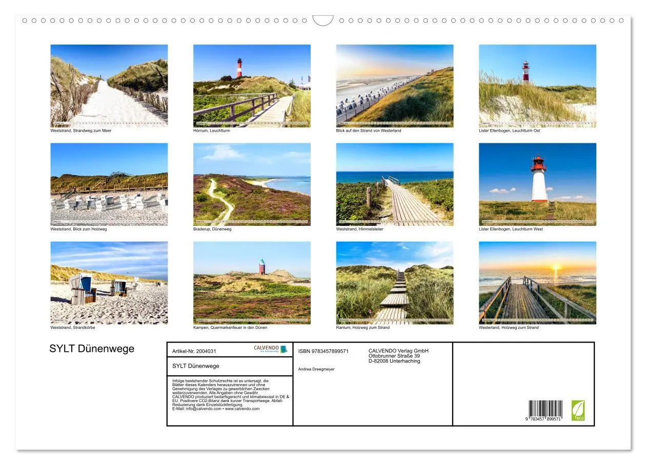 Bild: 9783457899571 | SYLT Dünenwege (Wandkalender 2026 DIN A2 quer), CALVENDO...