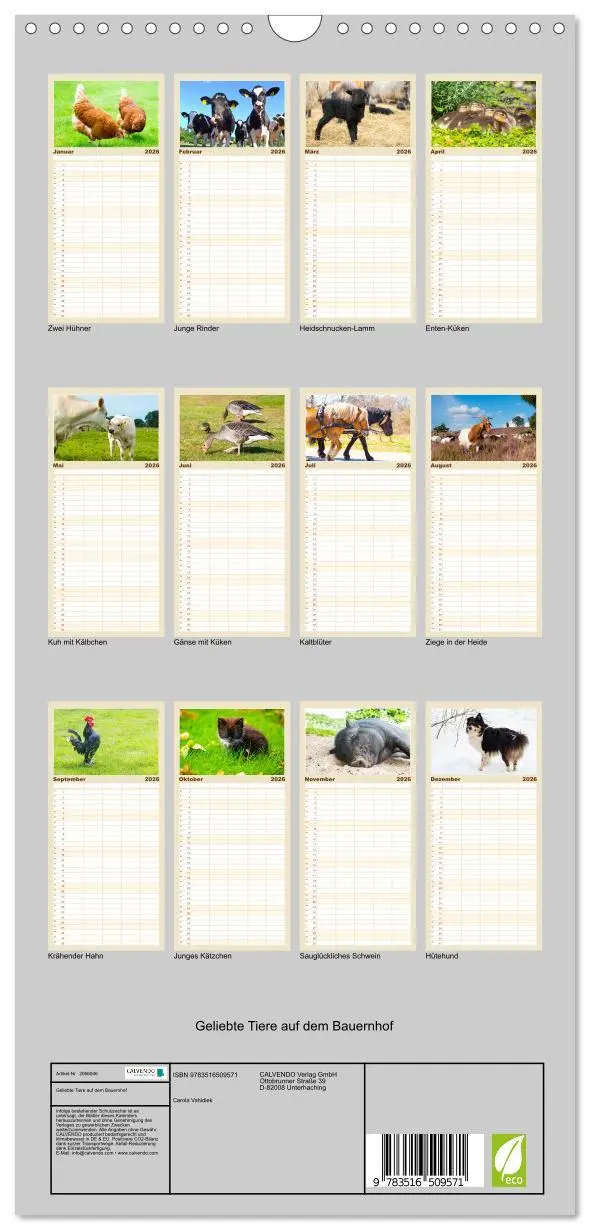 Bild: 9783516509571 | Familienplaner 2026 - Geliebte Tiere auf dem Bauernhof mit 5...