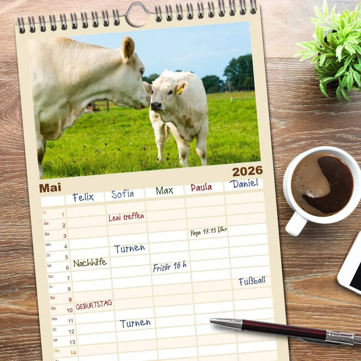 Bild: 9783516509571 | Familienplaner 2026 - Geliebte Tiere auf dem Bauernhof mit 5...