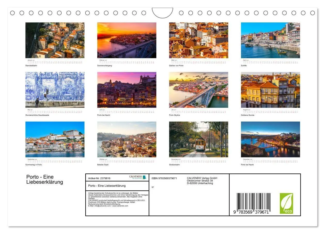 Bild: 9783569379671 | Porto - Eine Liebeserklärung (Wandkalender 2027 DIN A4 quer),...