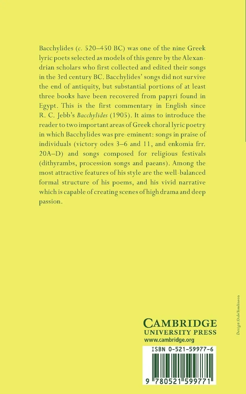 Rückseite: 9780521599771 | Bacchylides | A Selection | H. Maehler | Taschenbuch | Englisch | 2012