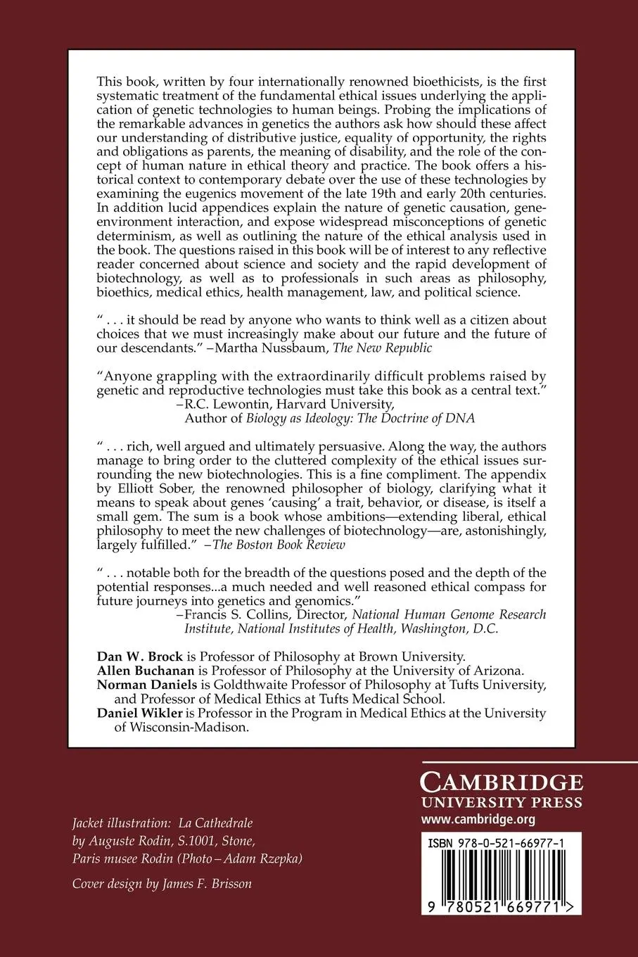 Rückseite: 9780521669771 | From Chance to Choice | Genetics and Justice | Dan W. Brock (u. a.)